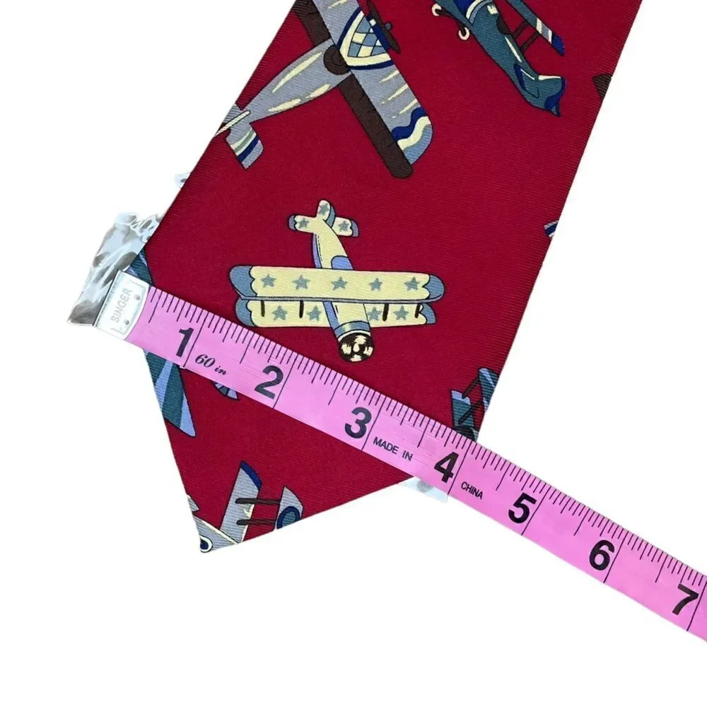 Red biplane neck tie - city one